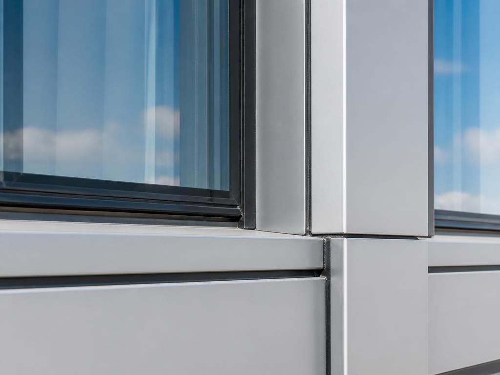 Close-up of building facade joints and sealants