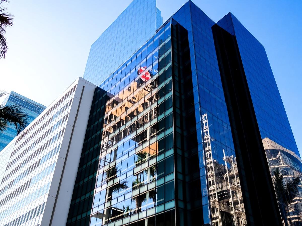 Modern glass office building in downtown Orlando